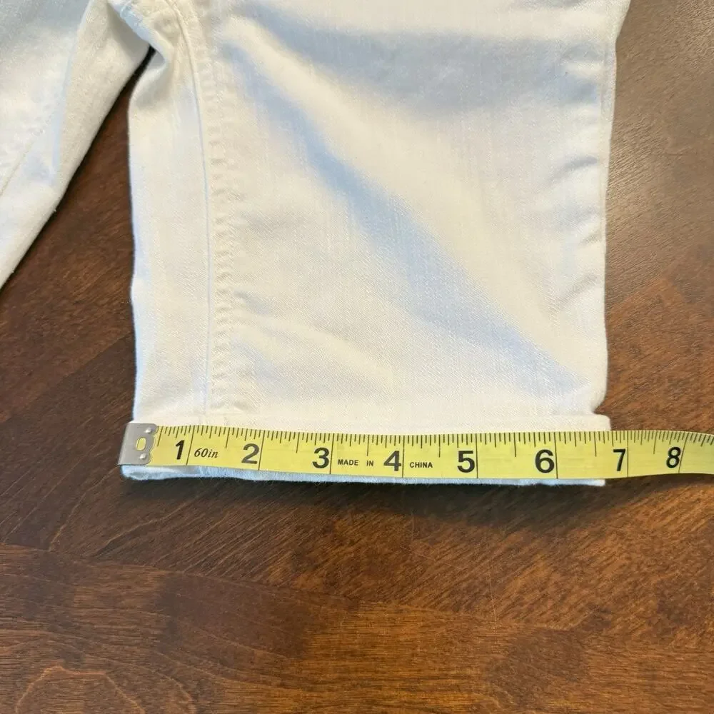 Justice Girls Sz 12 Slim White Bermuda Shorts 5 pocket roll leg belt loops EUC
